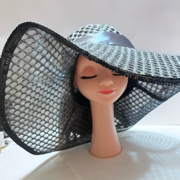 Elegant Black and Silver Women\'s Wide Brim Hat main image 4